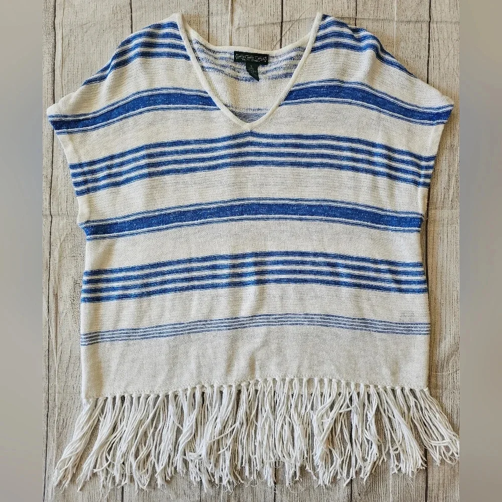 Lauren Jeans Co Ralph Lauren •Size Small• White Blue Striped Linen Cotton Blend - Picture 3 of 7